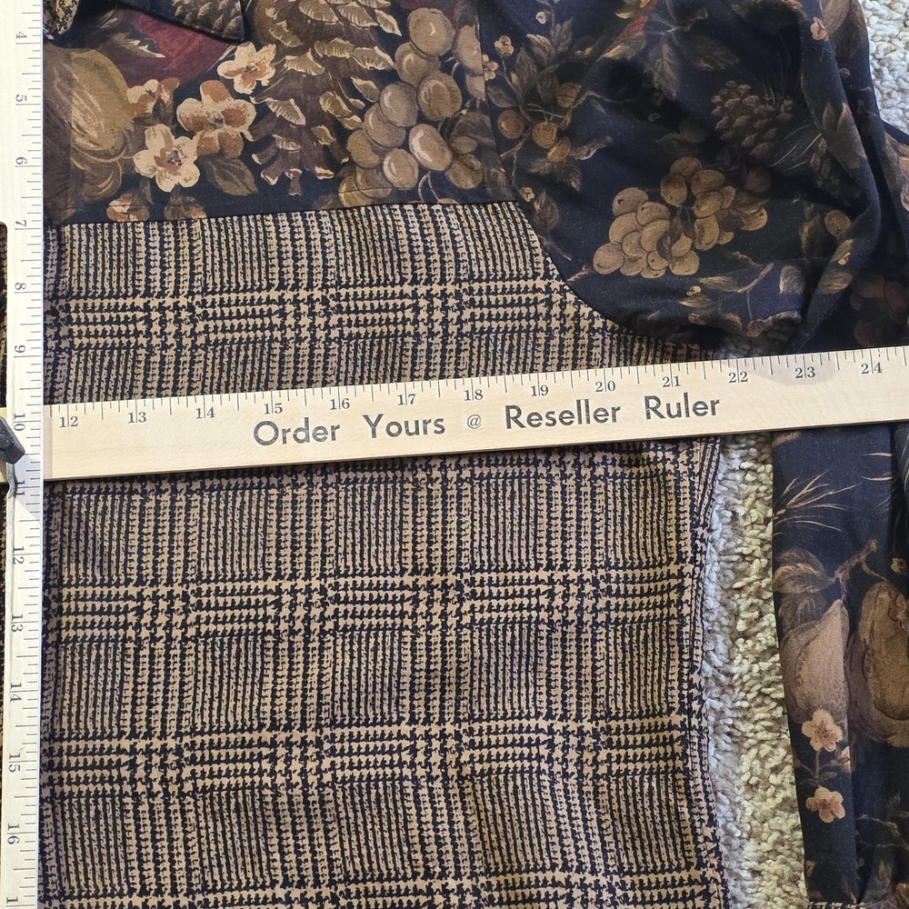 Vintage‎ On The Verge Shirt Womens Medium Brown Plaid Floral Button Up USA - Picture 5 of 7